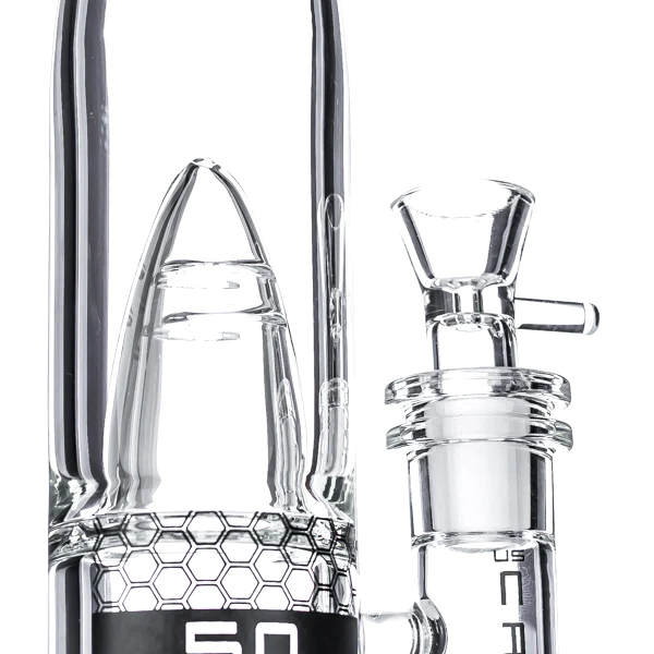 US CALIBER .50 CALIBER GLASS BONG - GUN METAL