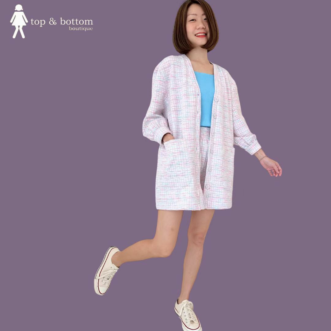 SOFT TWEED JACKET & SHORTS SET SUIT