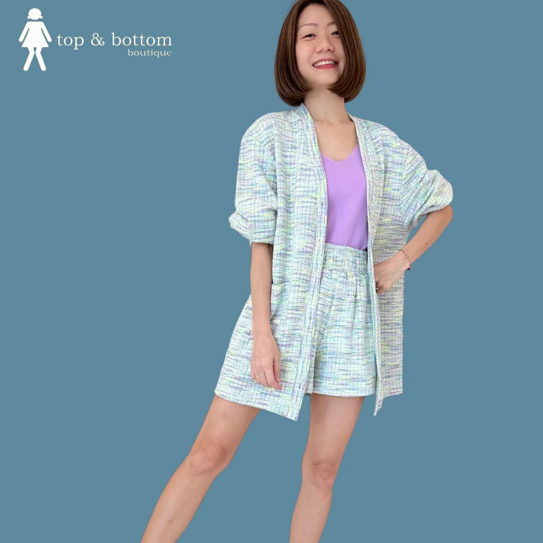 SOFT TWEED JACKET & SHORTS SET SUIT