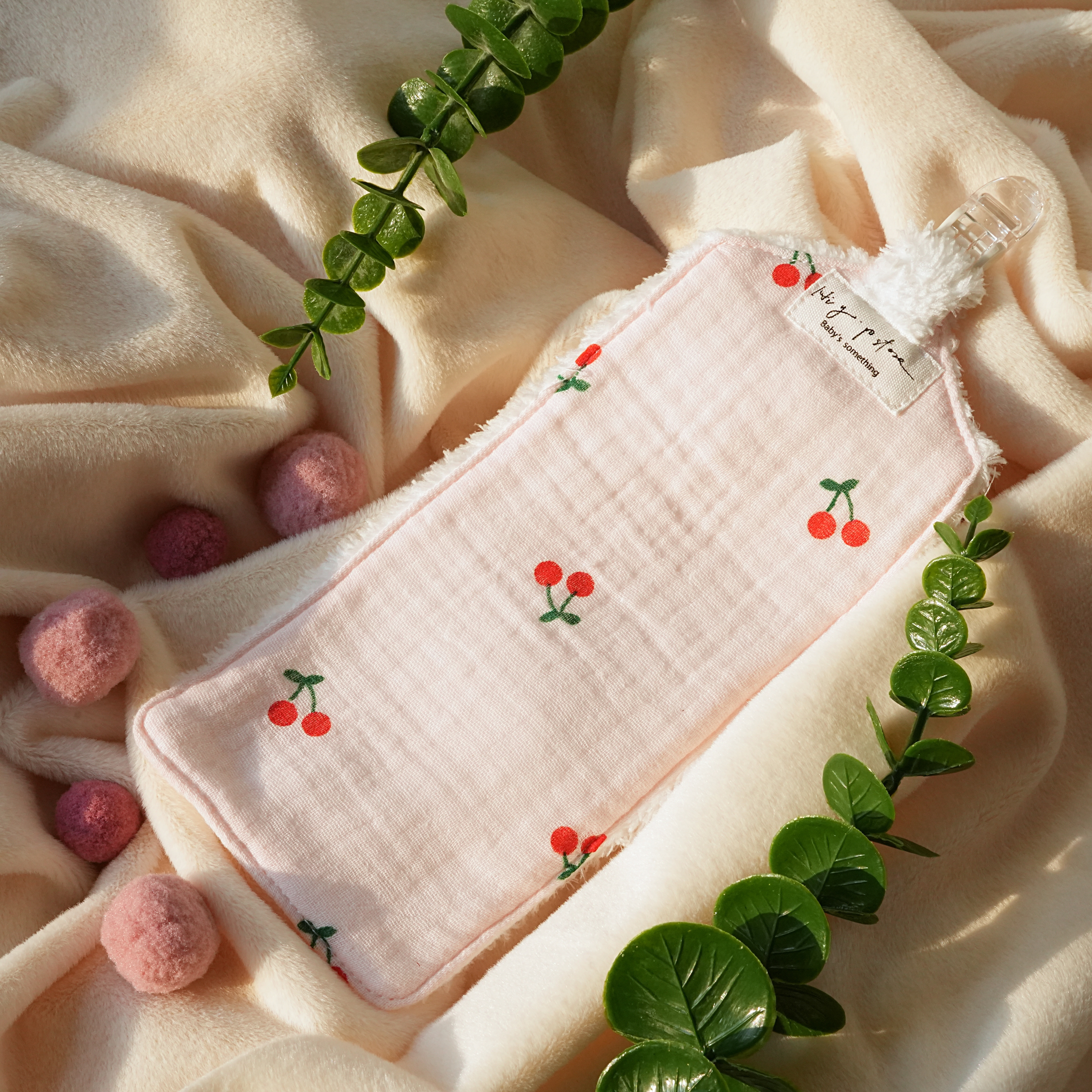 Hi Y.P store-手作手帕夾-粉紅櫻桃