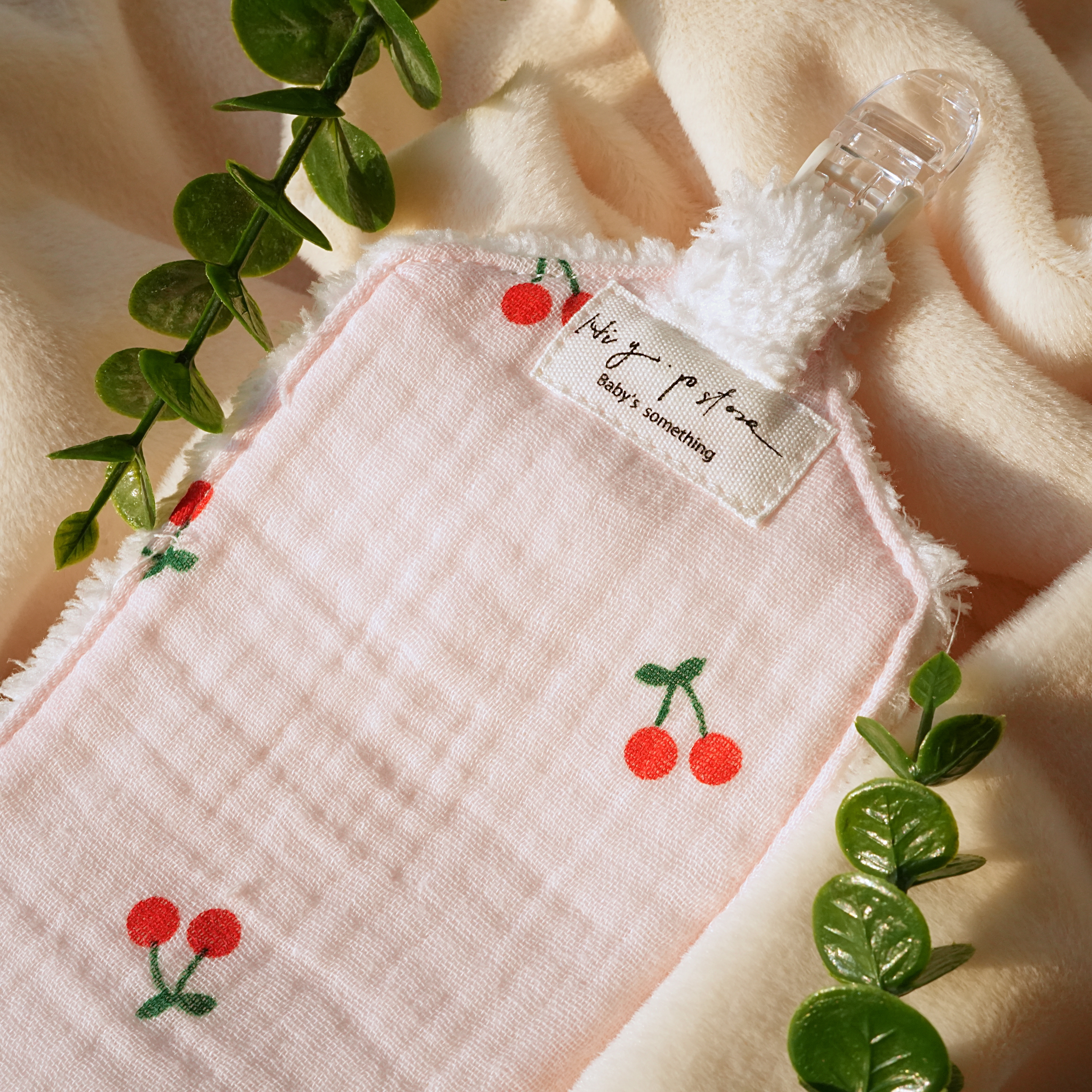 Hi Y.P store-手作手帕夾-粉紅櫻桃