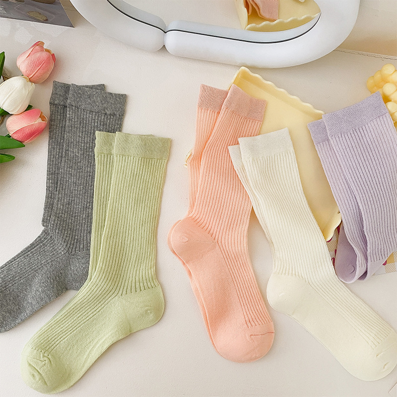《3742》♾️夏日素面糖果色中筒襪