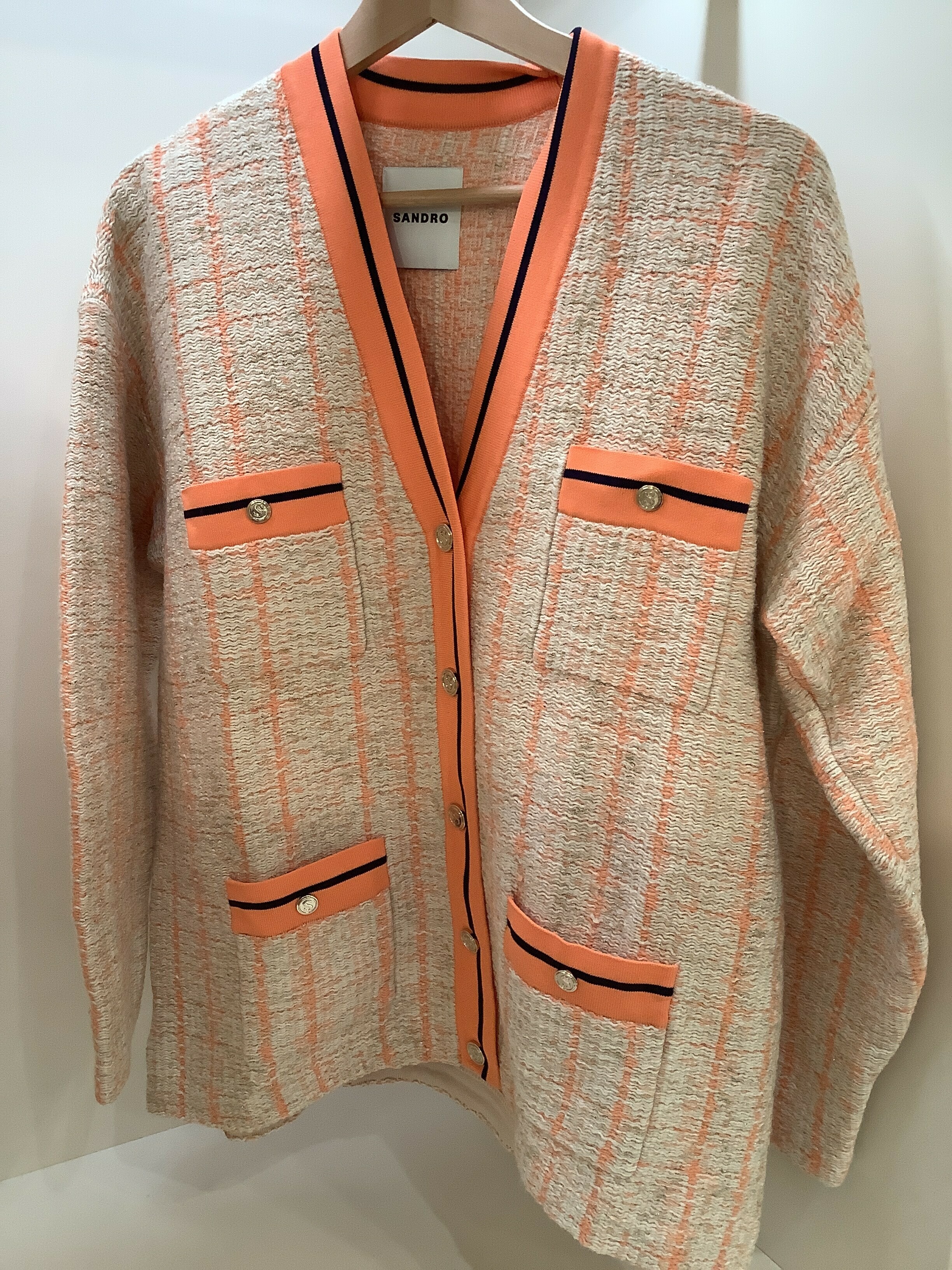 SANDRO 橙米色針織外套