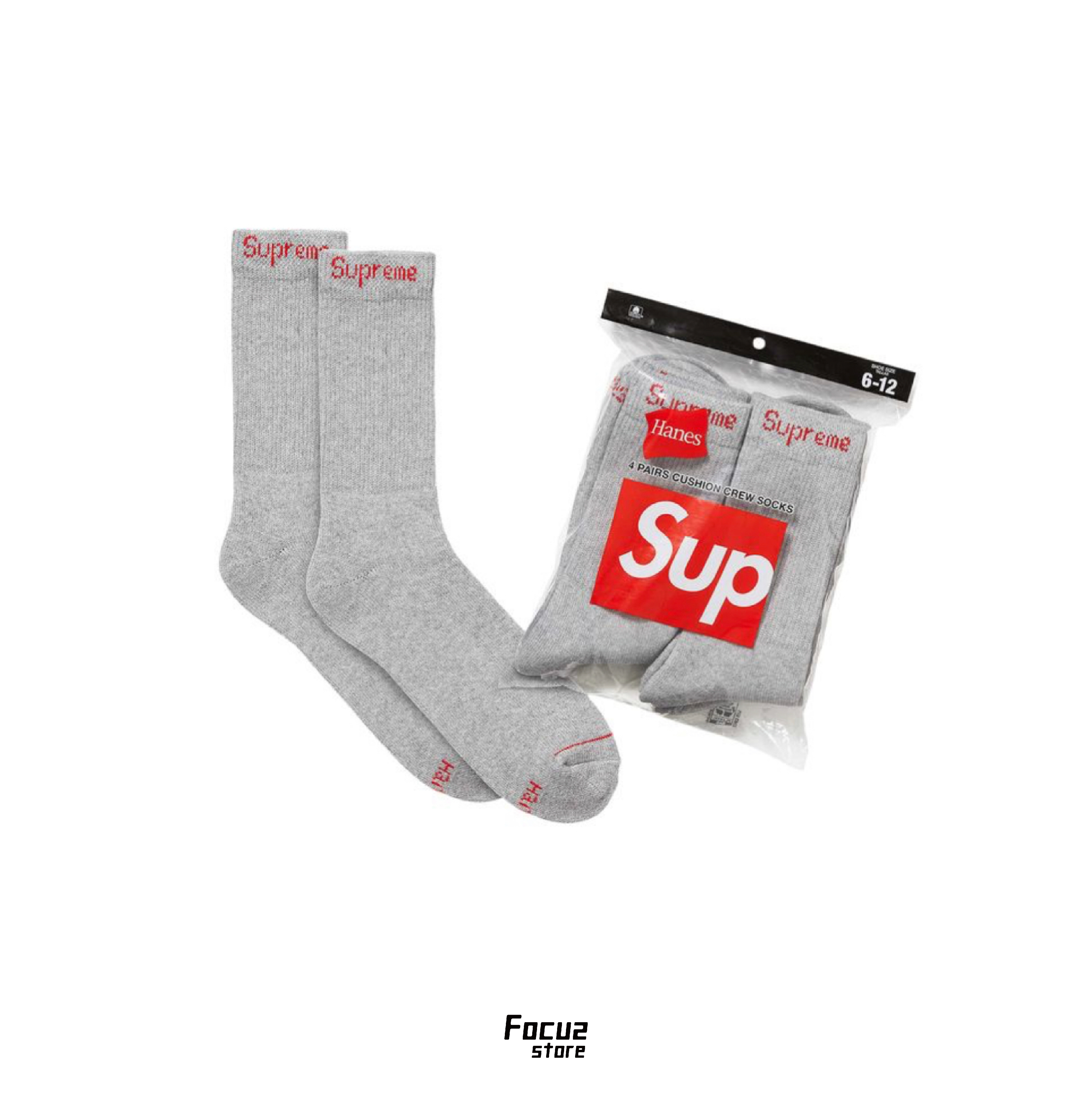 【Focus Store】現貨秒發 Supreme SS24 Week 1 Crew Socks 襪子 灰色 SUP-SS24-006
