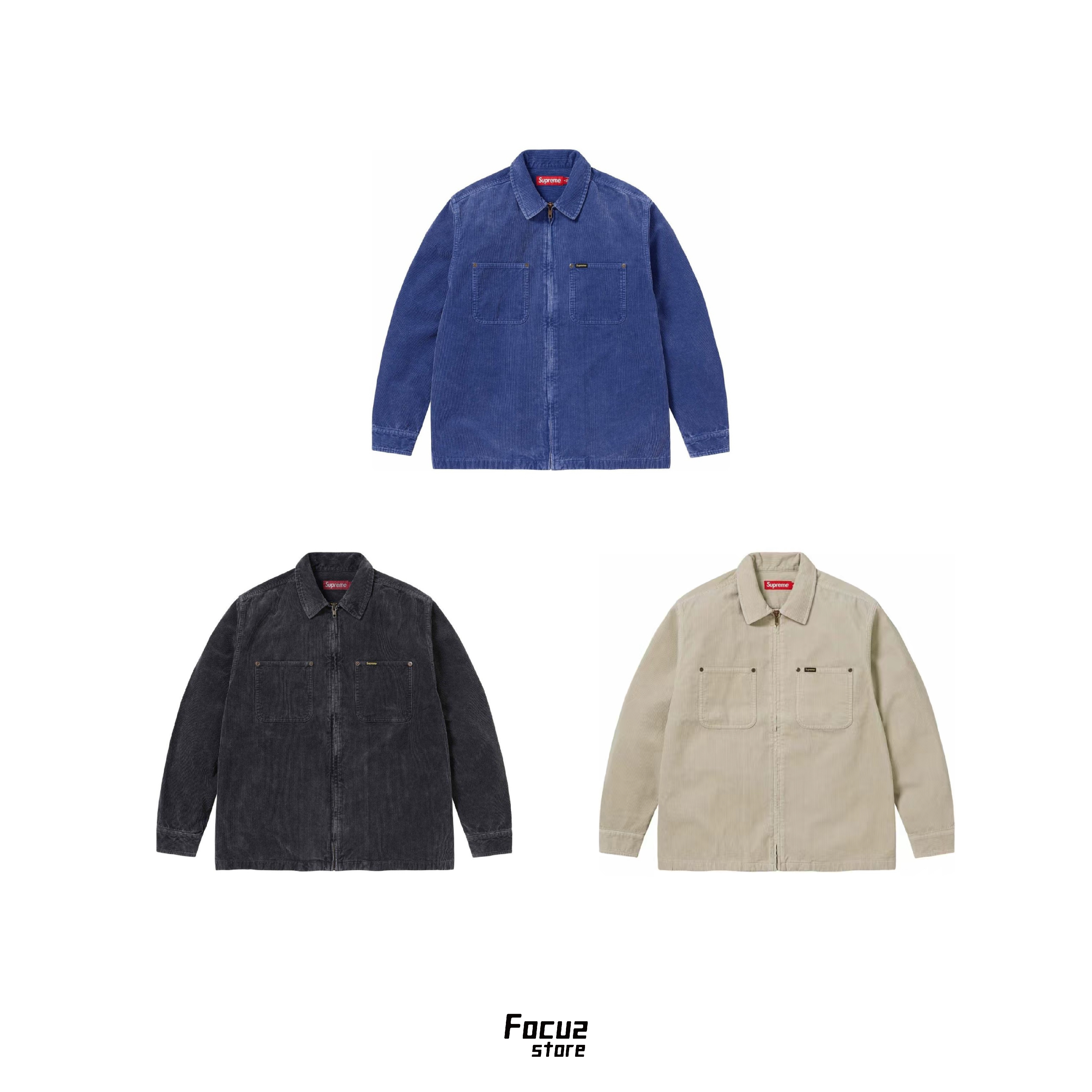 【Focus Store】預購 Supreme SS24 Week 1 Washed Conrduroy Zip Up Shirt 襯衫外套 三色