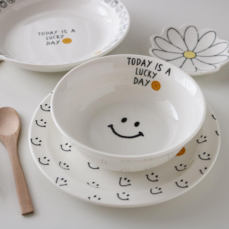《3745》LUCKY笑臉英文字母陶瓷餐盤