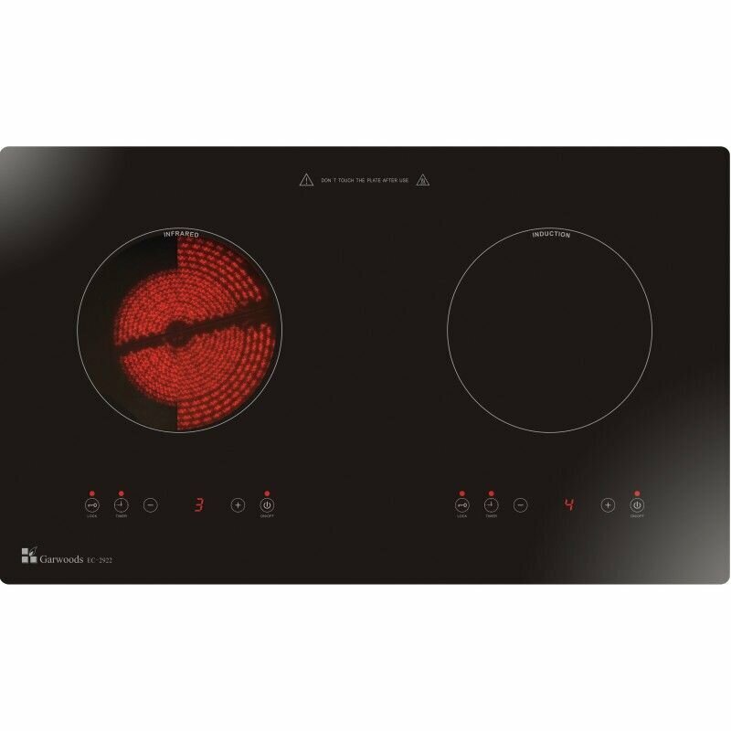 樂思 Garwoods   EC-2022 ‧座檯‧嵌入式‧590mm 2合1雙頭電磁爐+電陶爐‧2800W‧香港行貨,原廠2年保養‧