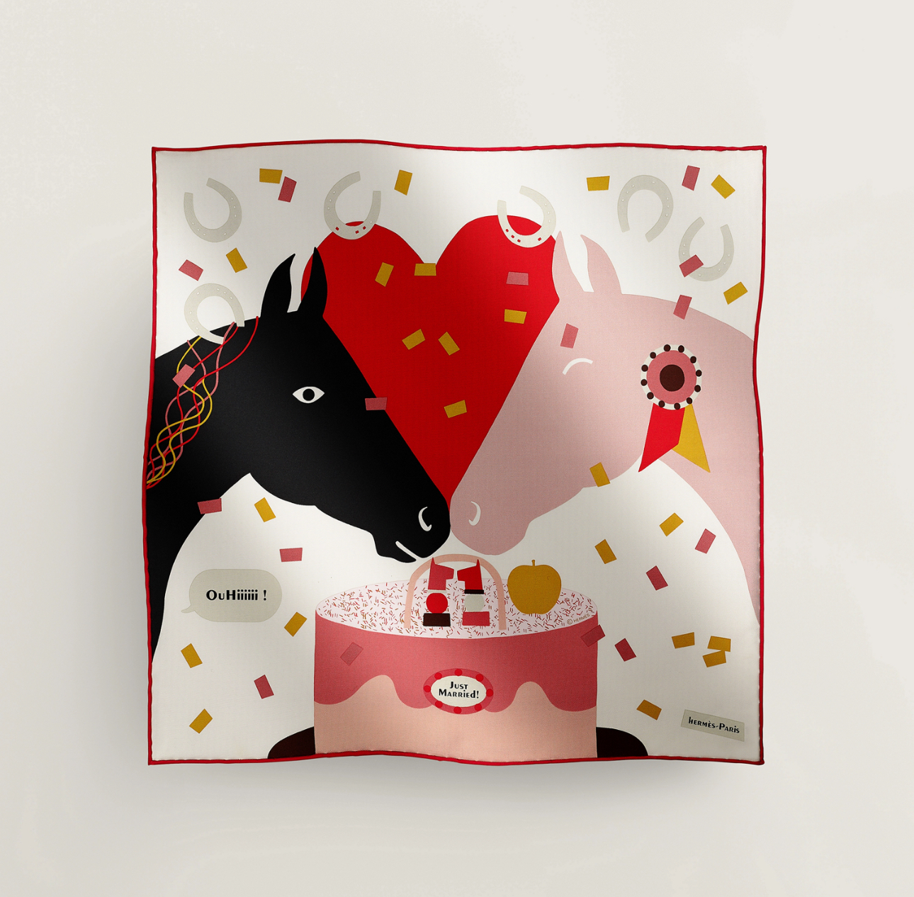HERMES Just Married scarf 45 BLANC