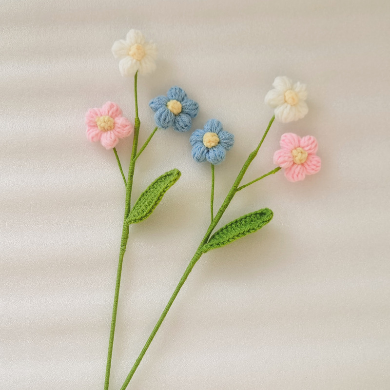 《3749》小清新三朵泡芙針織花(單支)