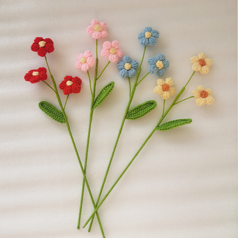 《3749》小清新三朵泡芙針織花(單支)