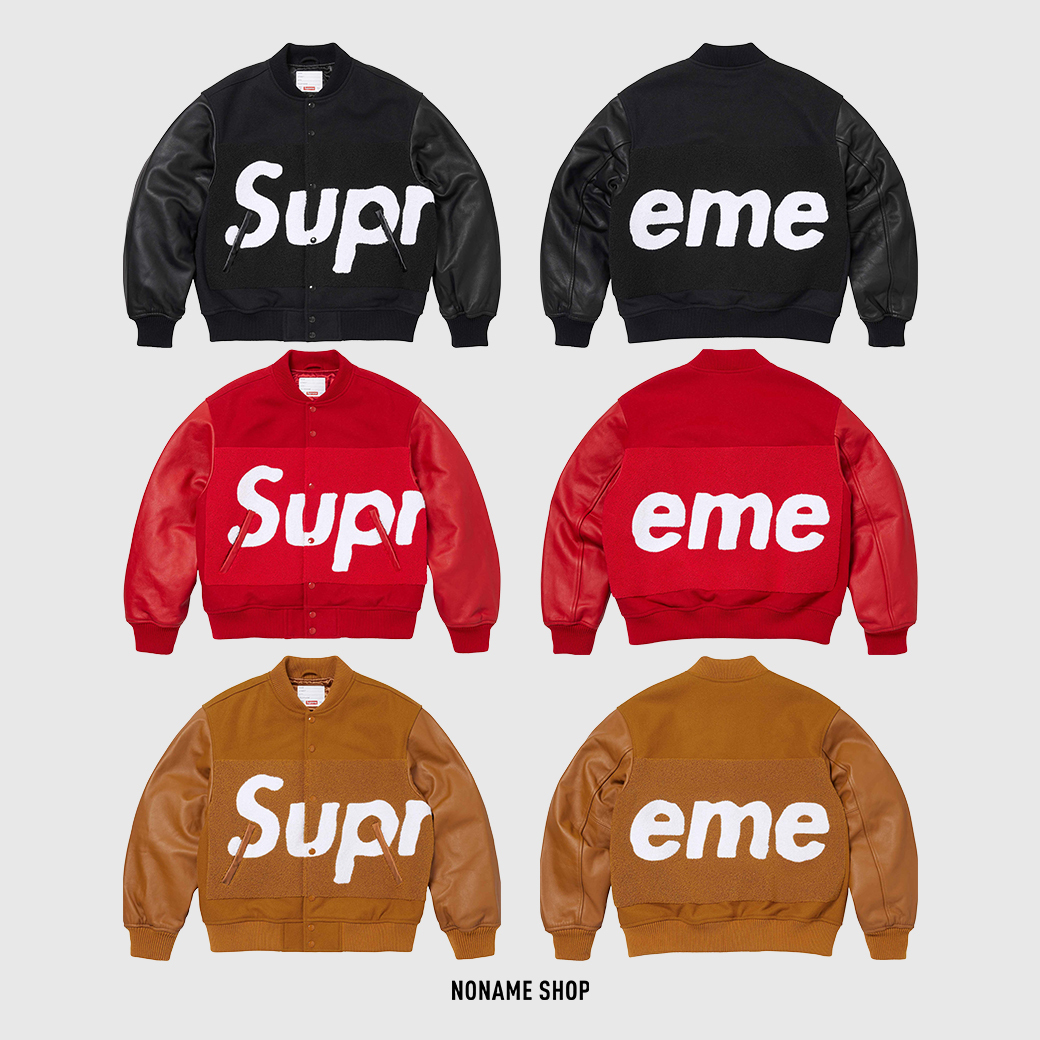SUPREME 24SS BIG LOGO CHENILLE VARSITY JACKET 羊毛皮革棒球外 SUPREME 24SS BIG LOGO CHENILLE VARSITY JACKET 羊毛皮革棒球外