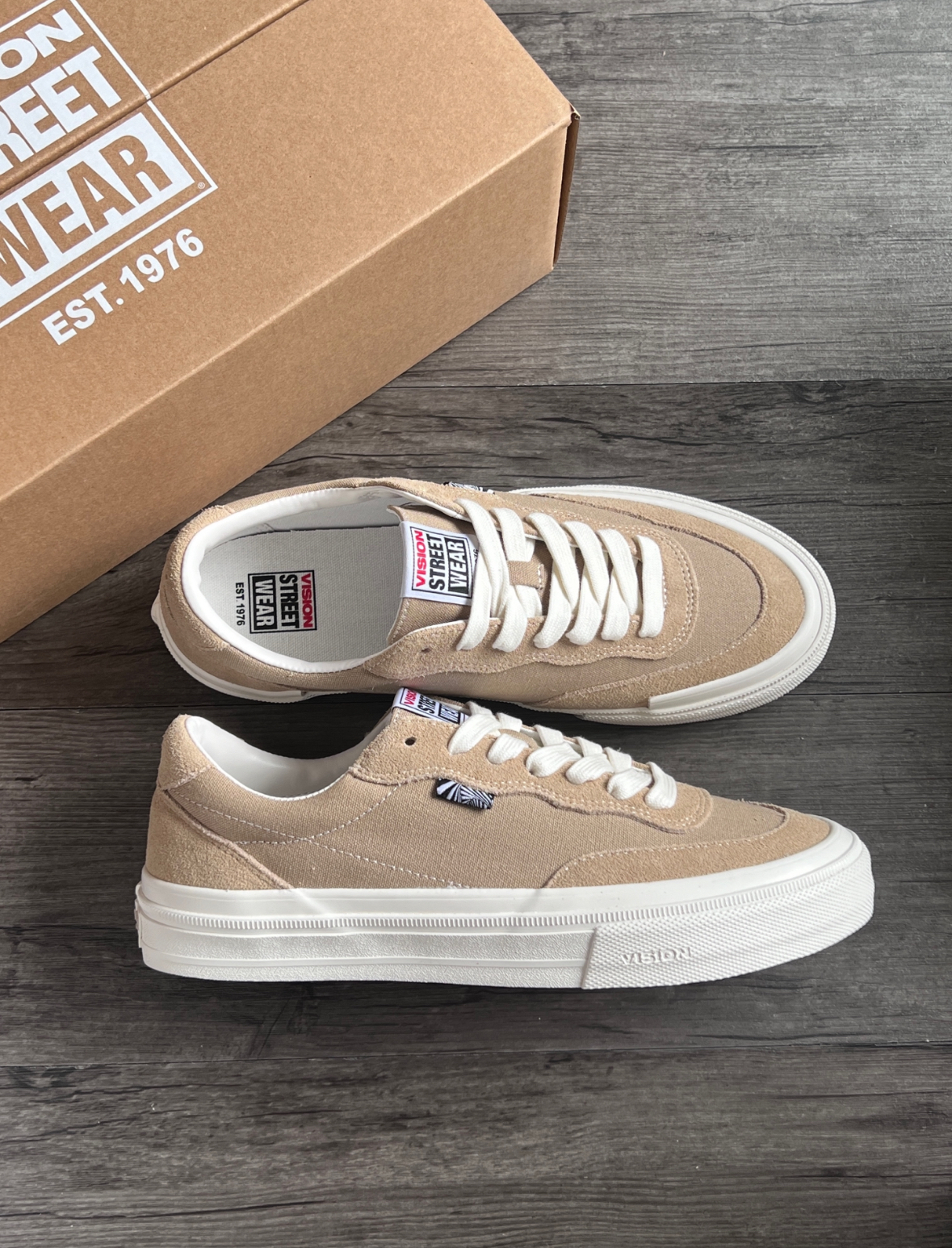 Vision Street Wear Flat Top系列 美式街頭滑板鞋 奶茶白 奶茶色 美式 復古 滑板鞋 穿搭 工裝/預購