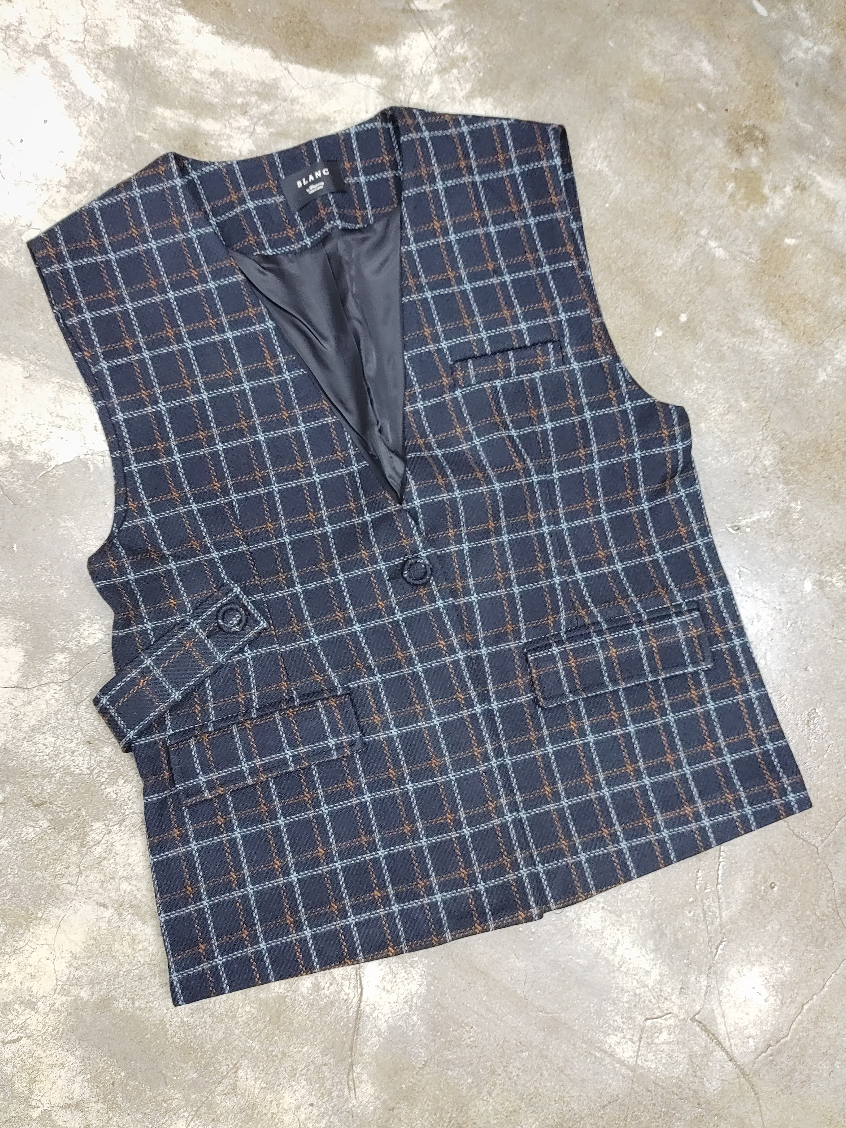 寶藍格絨背心褸（*現貨款式）