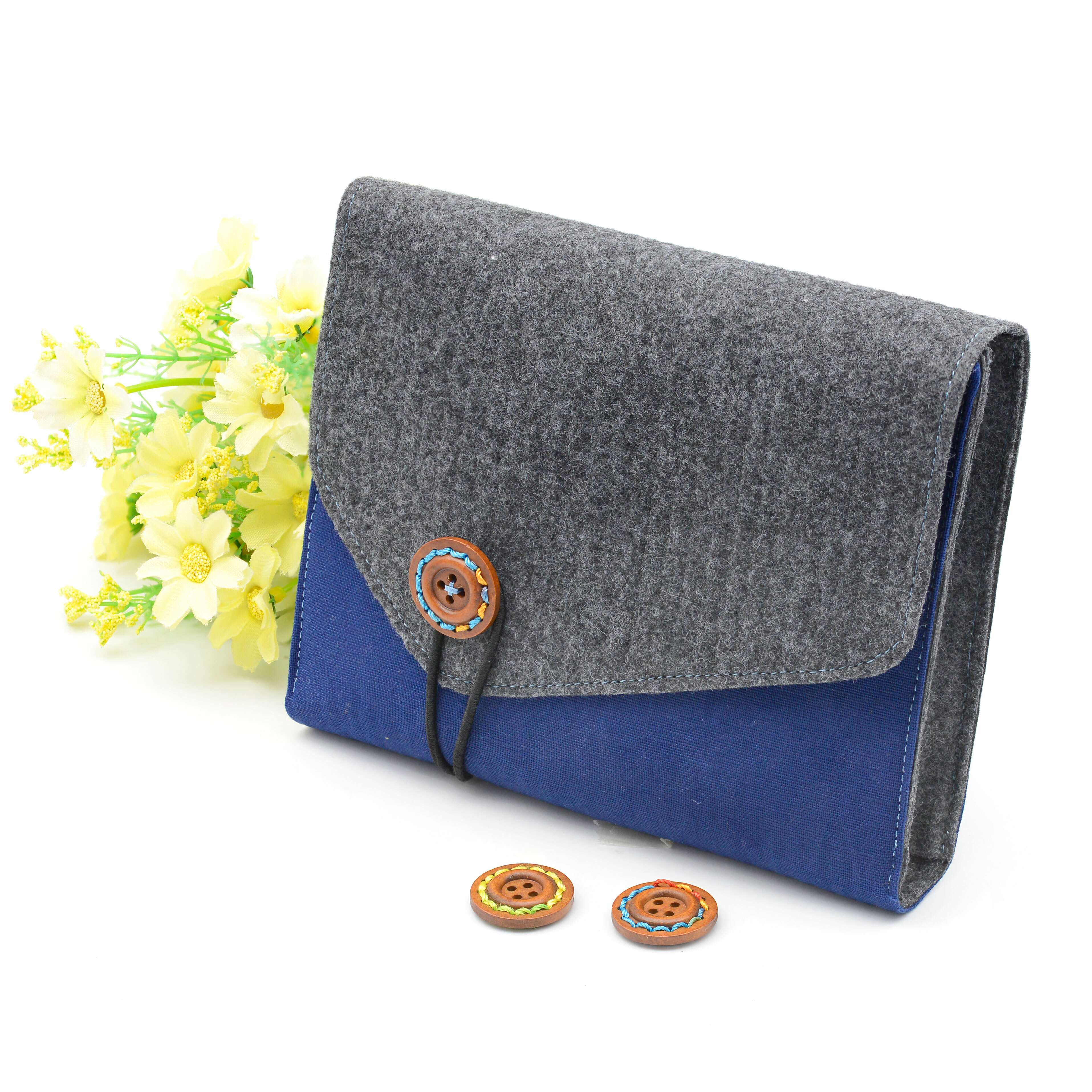 個性繡線木釦(2入)【贈3C收納包紙型】