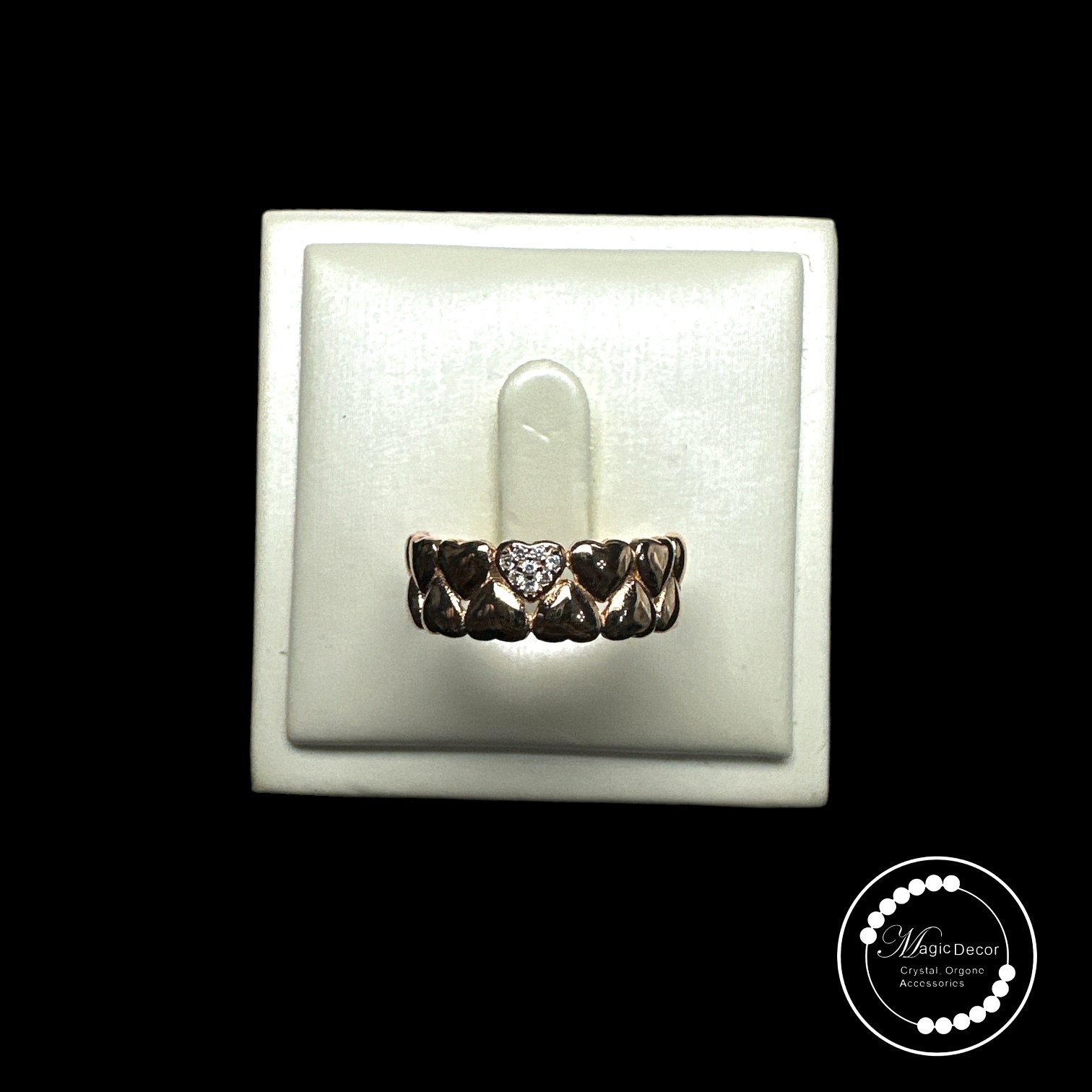 240302 - C160 玫瑰金TT同款內嵌愛心全銀莫桑開口排指