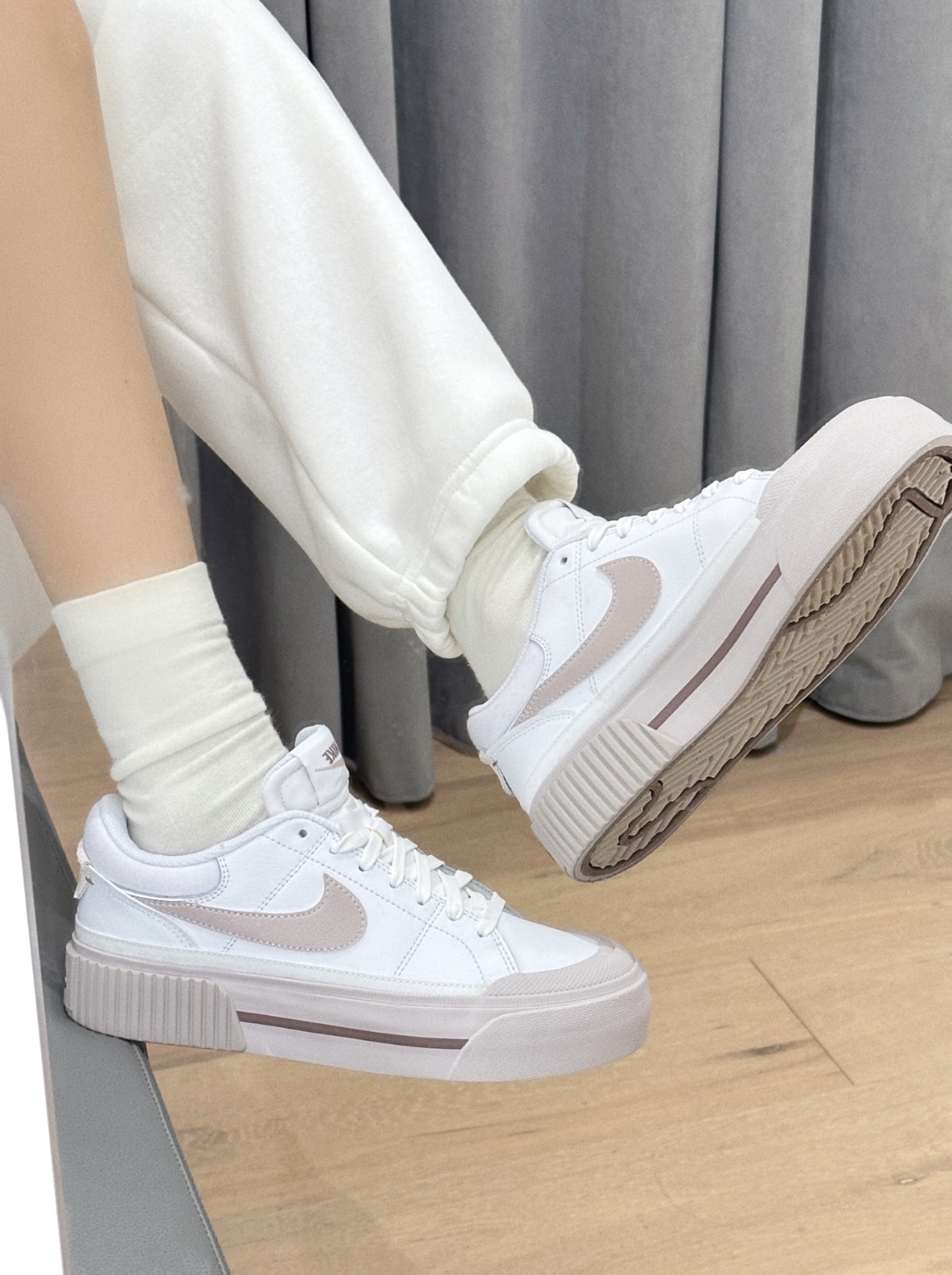 Nike Court Legacy 芋泥蛋糕 粉紫 皮革 厚底 鬆糕鞋 女款 DM7590-105/預購