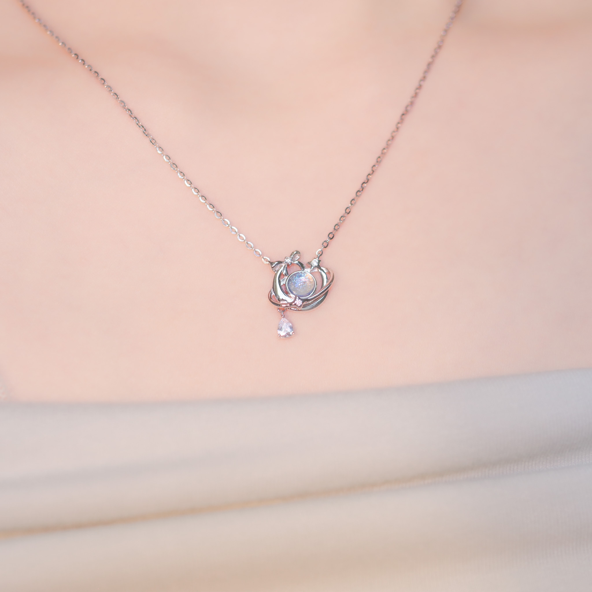 | 925 Silver・ White Gold・Glass Stone  | Gift From The Universe Necklace | NE1077 |