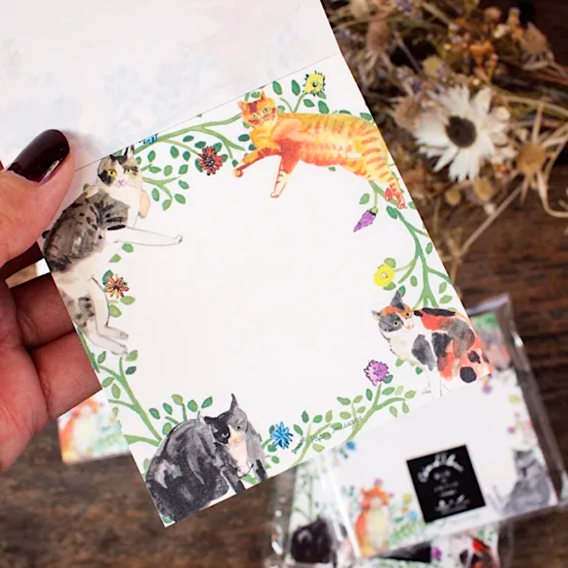 Paper Message Memo－Cats and Flowers Series| ** 10 sheets**