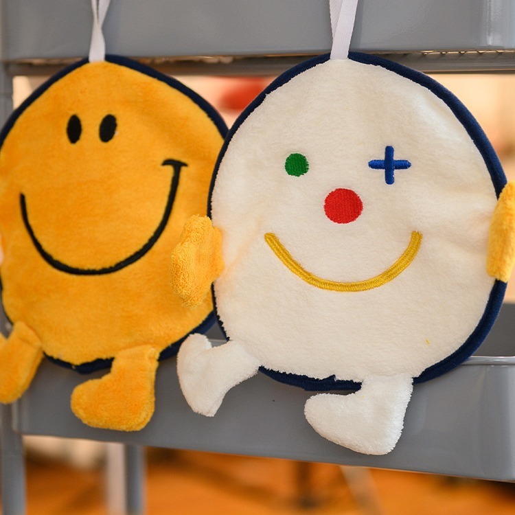 《3752》可愛笑臉珊瑚絨擦手巾