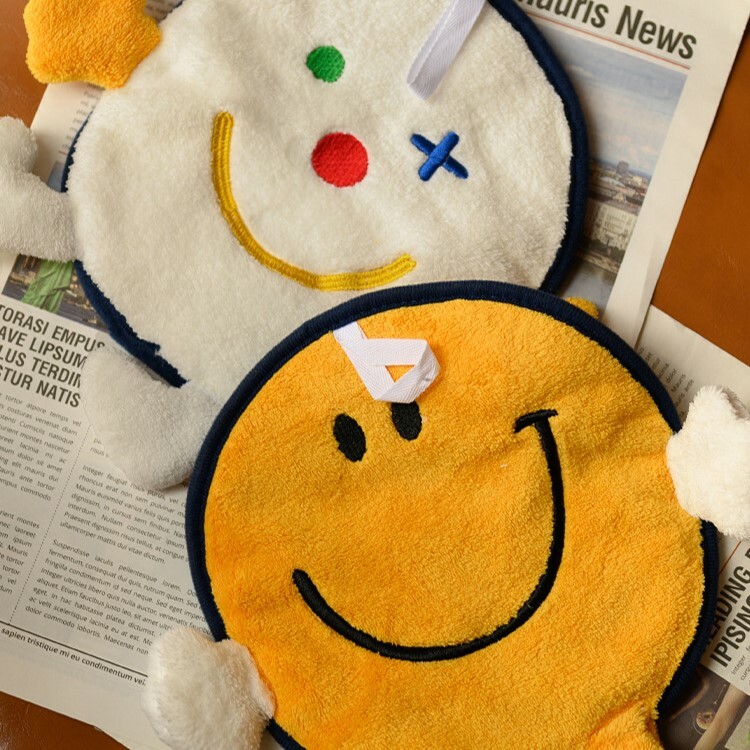 《3752》可愛笑臉珊瑚絨擦手巾
