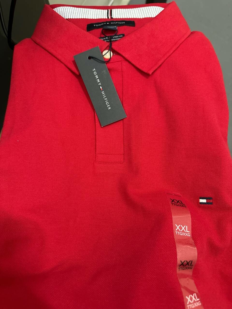 [S] TOMMY HILFIGER MEN'S THFLEX SLIM FIT SHORT SLEEVE MESH POLO SHIRT,RED, 78J7063-640 (STH613)