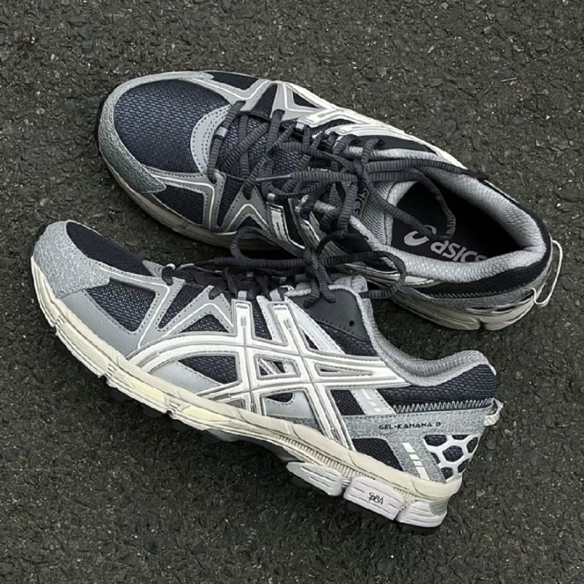 Asics Gel-Kahana 8 老爹鞋 復古 休閒 慢跑鞋 刺繡 灰黑