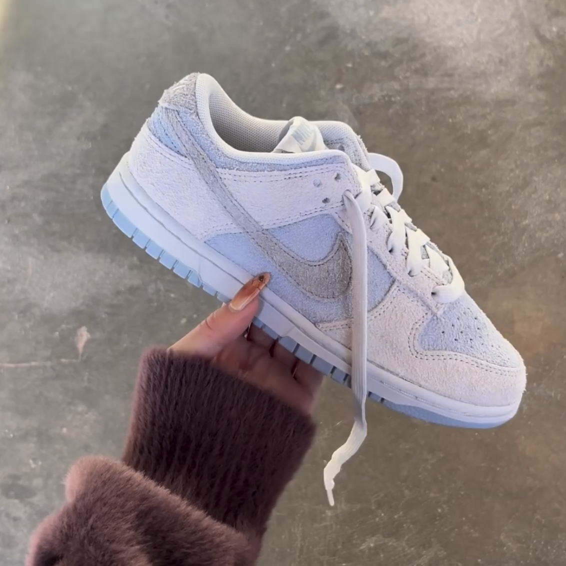 NIKE DUNK LOW 寶寶藍 灰 淺灰 藍灰 麂皮 絨毛 女鞋 / 預購