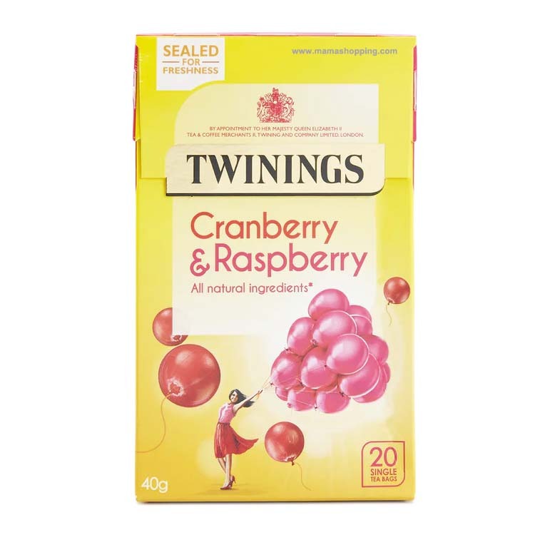【英國直送】Twinings Cranberry & Raspberry 蔓越莓覆盆子茶包 (20茶包)