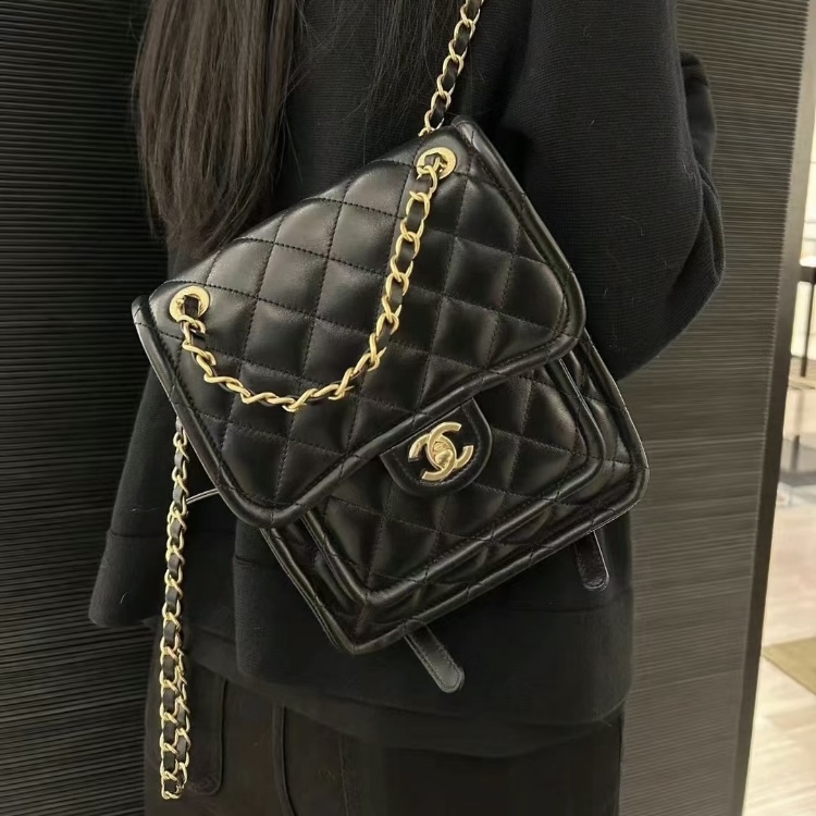 本週限時💰全新CHANEL背包 AS4734 黑色金扣Backpack #BRAND NEW #香榭站正品