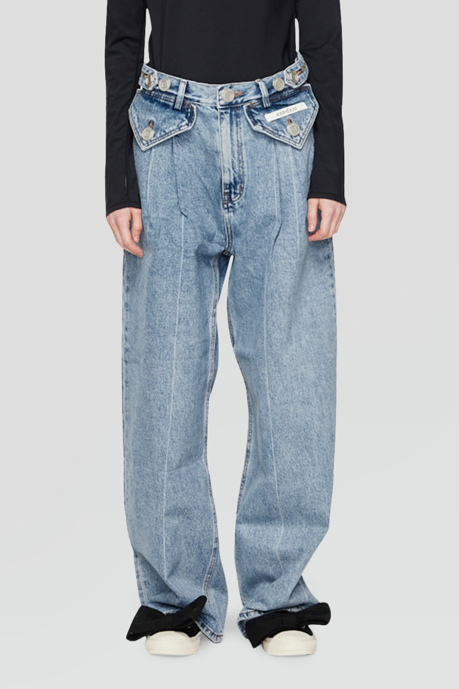 KIMHEKIM｜TWO POCKET 中腰雙口袋裝飾牛仔寬褲