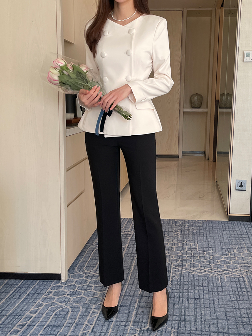 [現貨]雙釦收腰線條上衣 [ 2色 / S ]