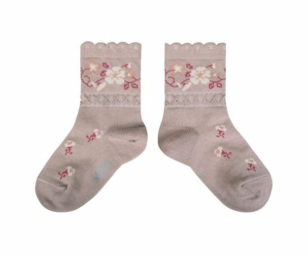 COLLEGIEN 花漾花邊短襪Camélia- Vieux Rose 復古粉
