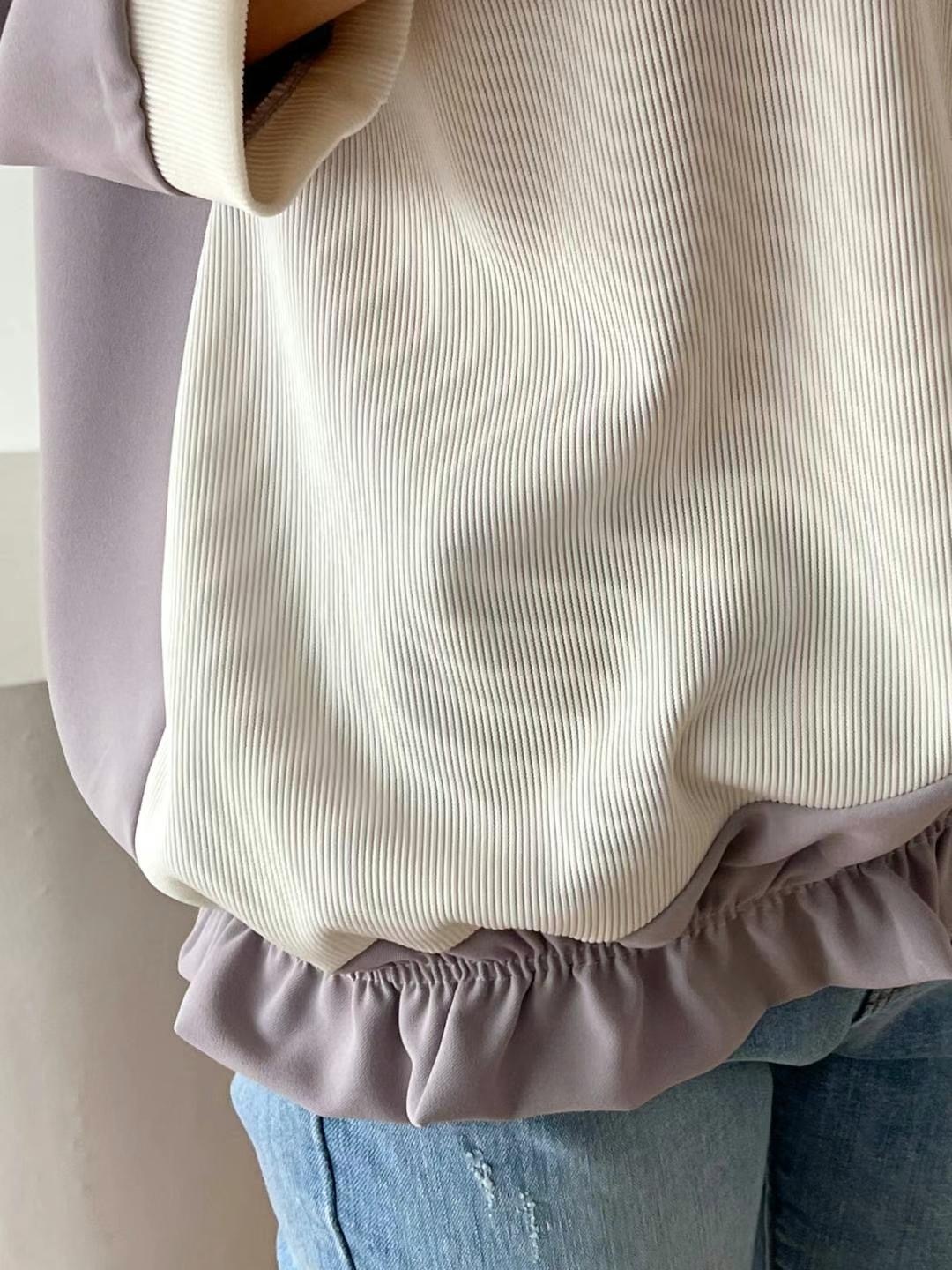 拼色+束腳雪紡上衣(13740)