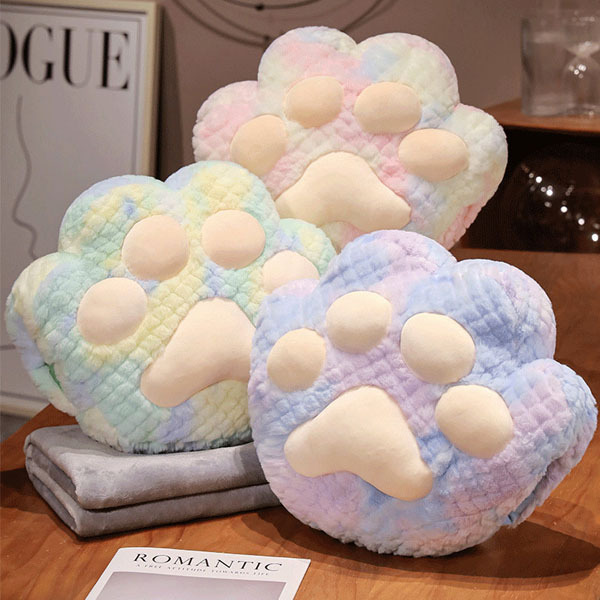 彩染貓掌三合一抱枕