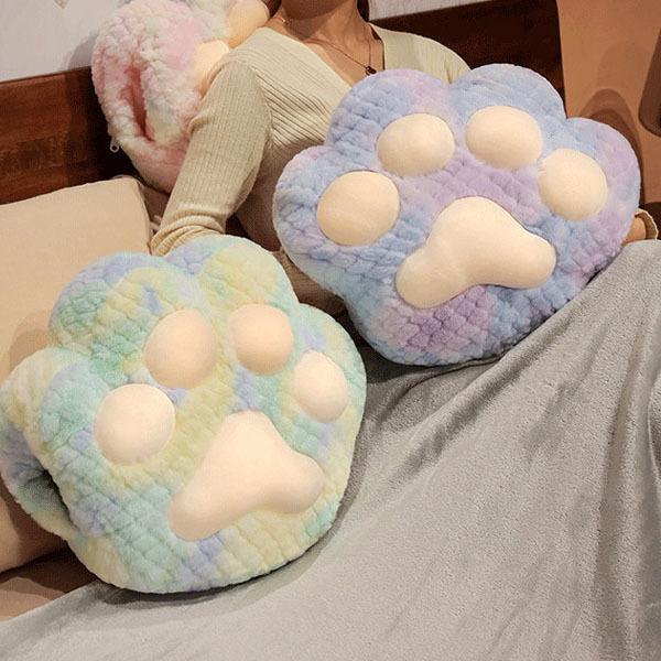 彩染貓掌三合一抱枕