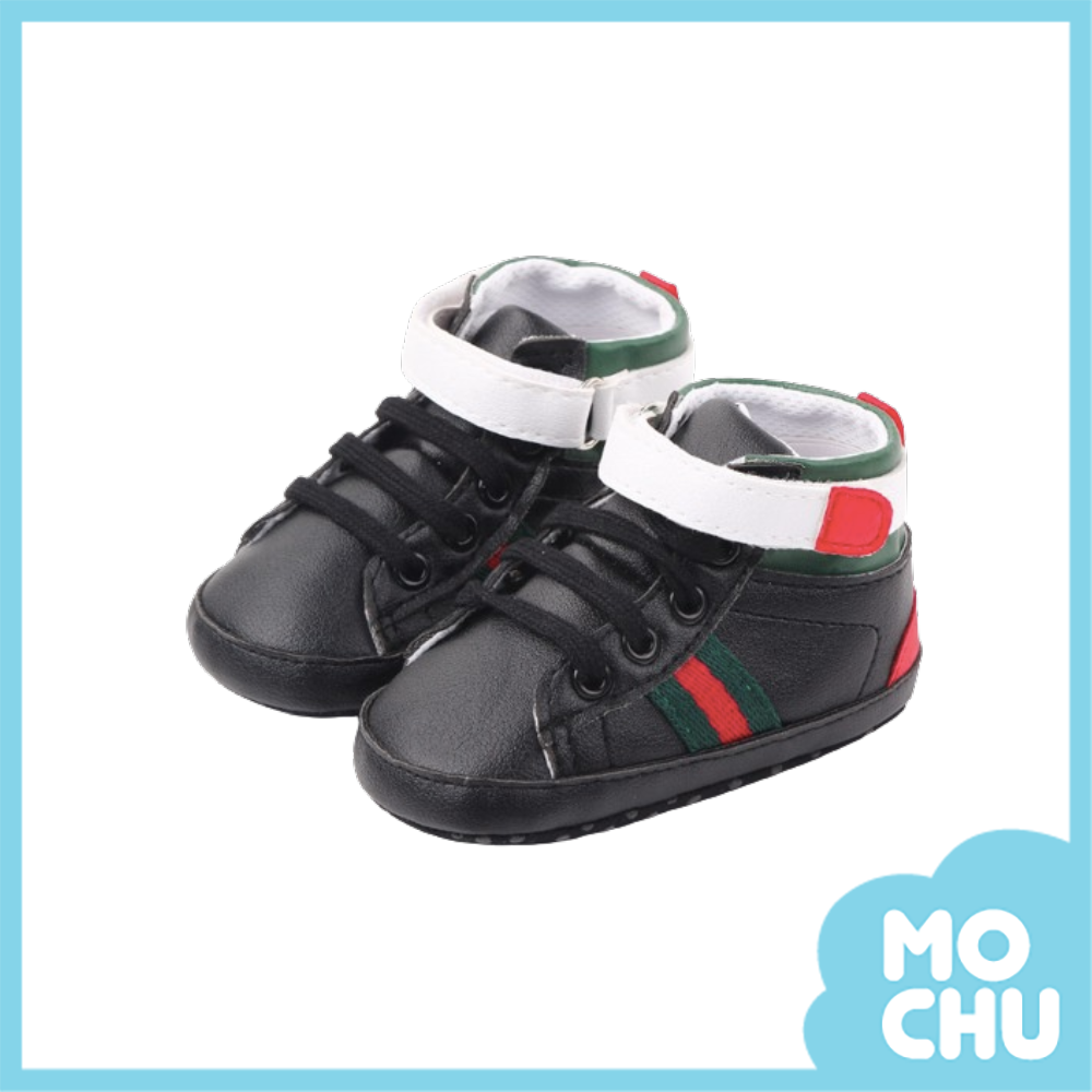 拼色黏貼高筒學步鞋