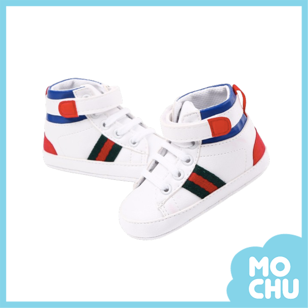 拼色黏貼高筒學步鞋