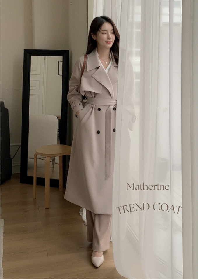 【🌸早春新品 】英倫時尚Matherine高質感長版風衣外套/ 附腰帶 ( 2 colors)