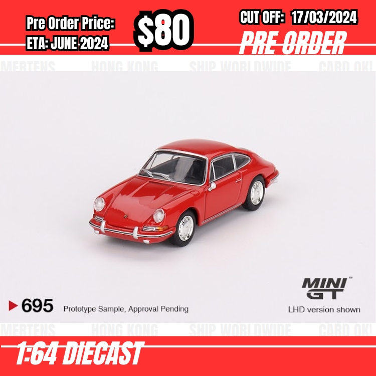 PO-$80 * Mini GT * 1:64 #695 Porsche 901 1963 Signal Red LHD [OD04/03]