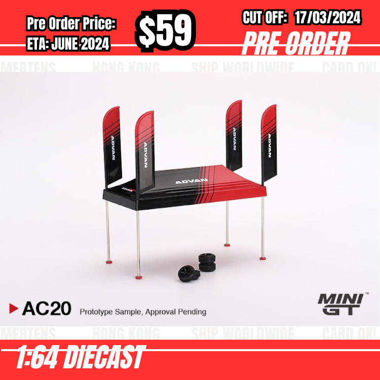 PO-$59 * Mini GT * 1:64 AC20 Paddock Service Tent Set - ADVAN [OD04/03]