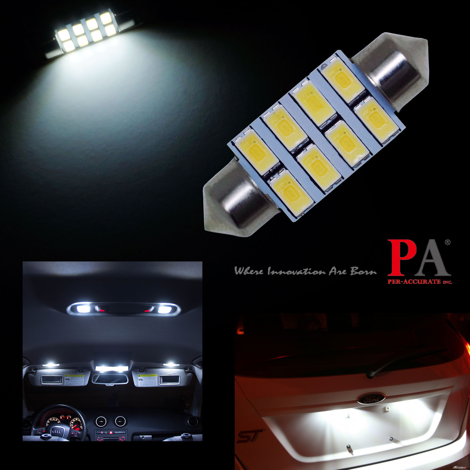 【PA LED】雙尖 36MM 高亮度 8晶 5630 SMD LED 室內燈 閱讀燈 化妝燈 牌照燈 行李箱燈