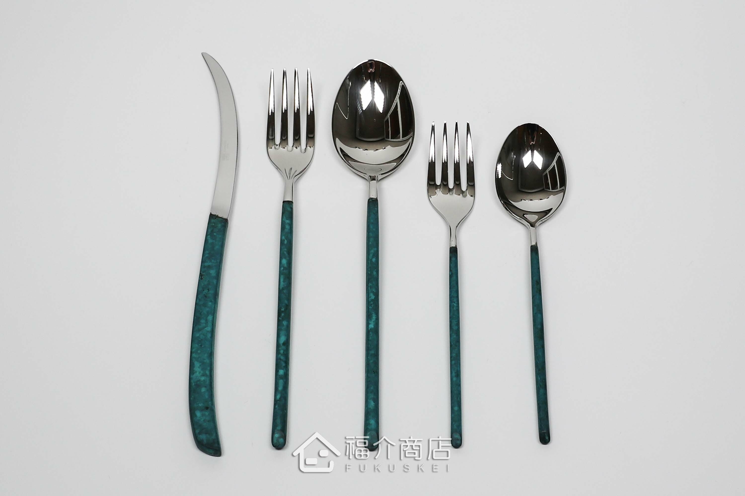 不銹鋼材質的晚餐餐具五件組