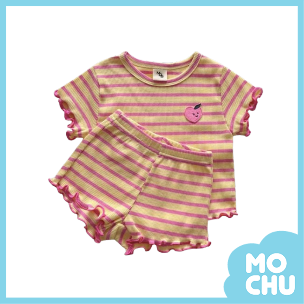 水果條紋木耳邊套裝(二色）