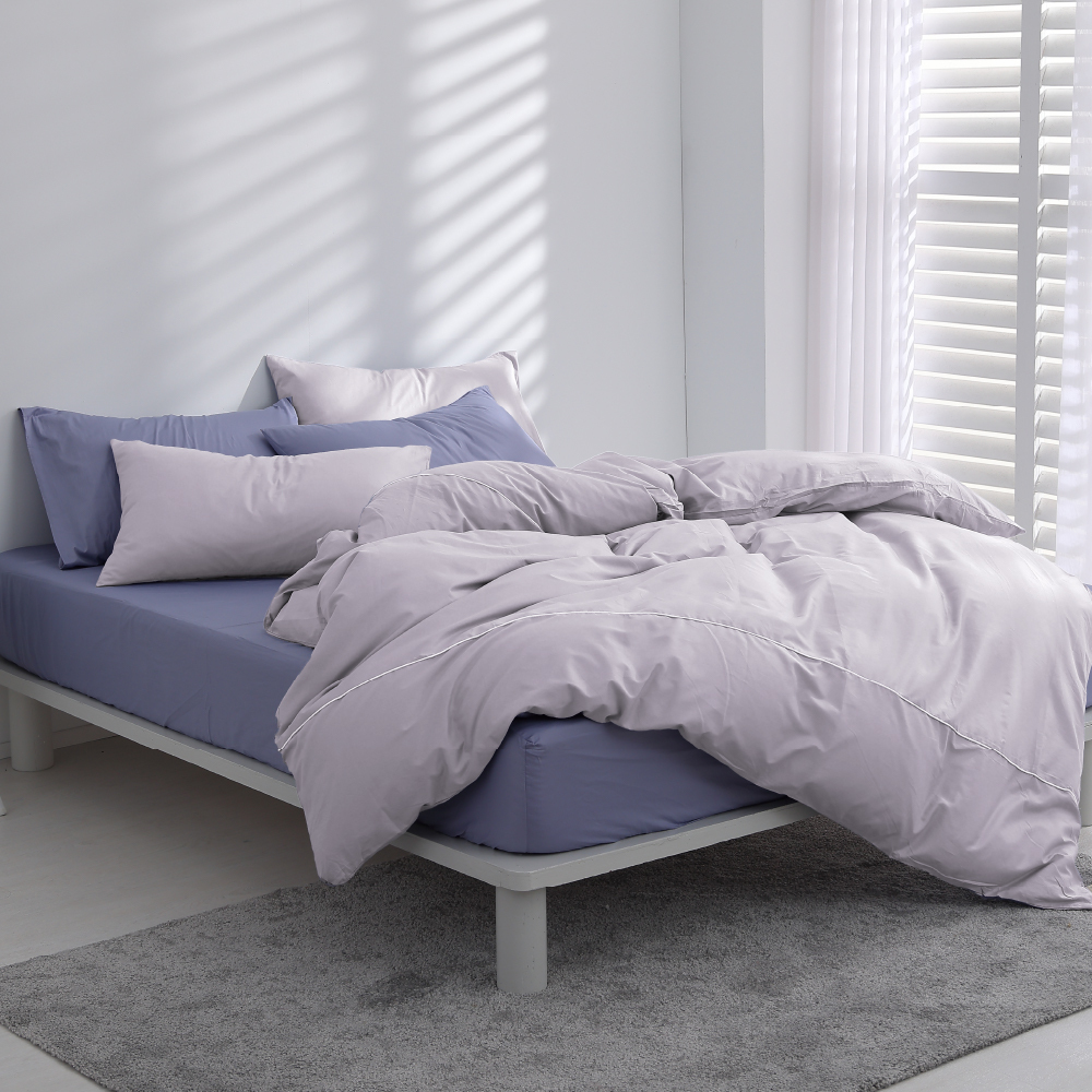 200織純棉｜100%純棉｜雙色配｜淡灰紫ｘ藕粉紫 幸福藍莓