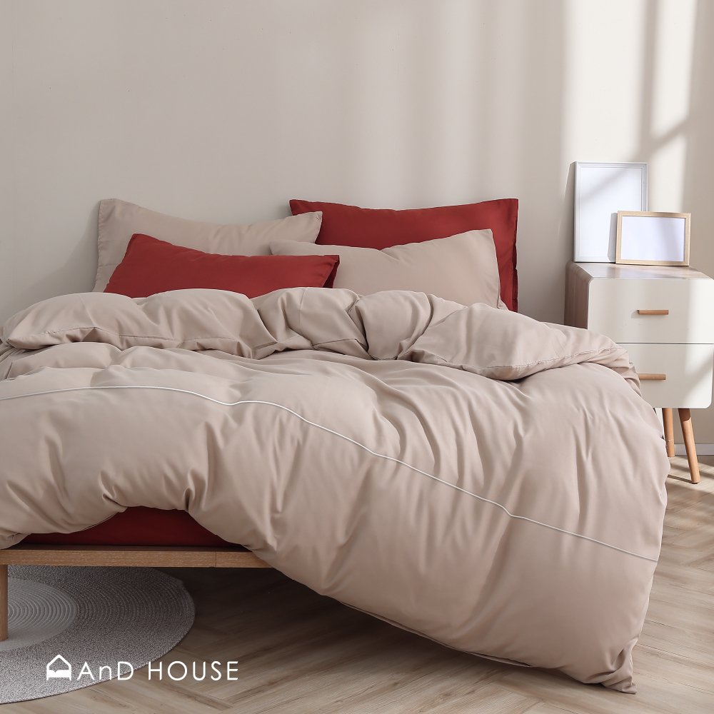 200織純棉｜100%純棉｜雙色配｜焉知紅ｘ淺藤棕 太妃歐蕾