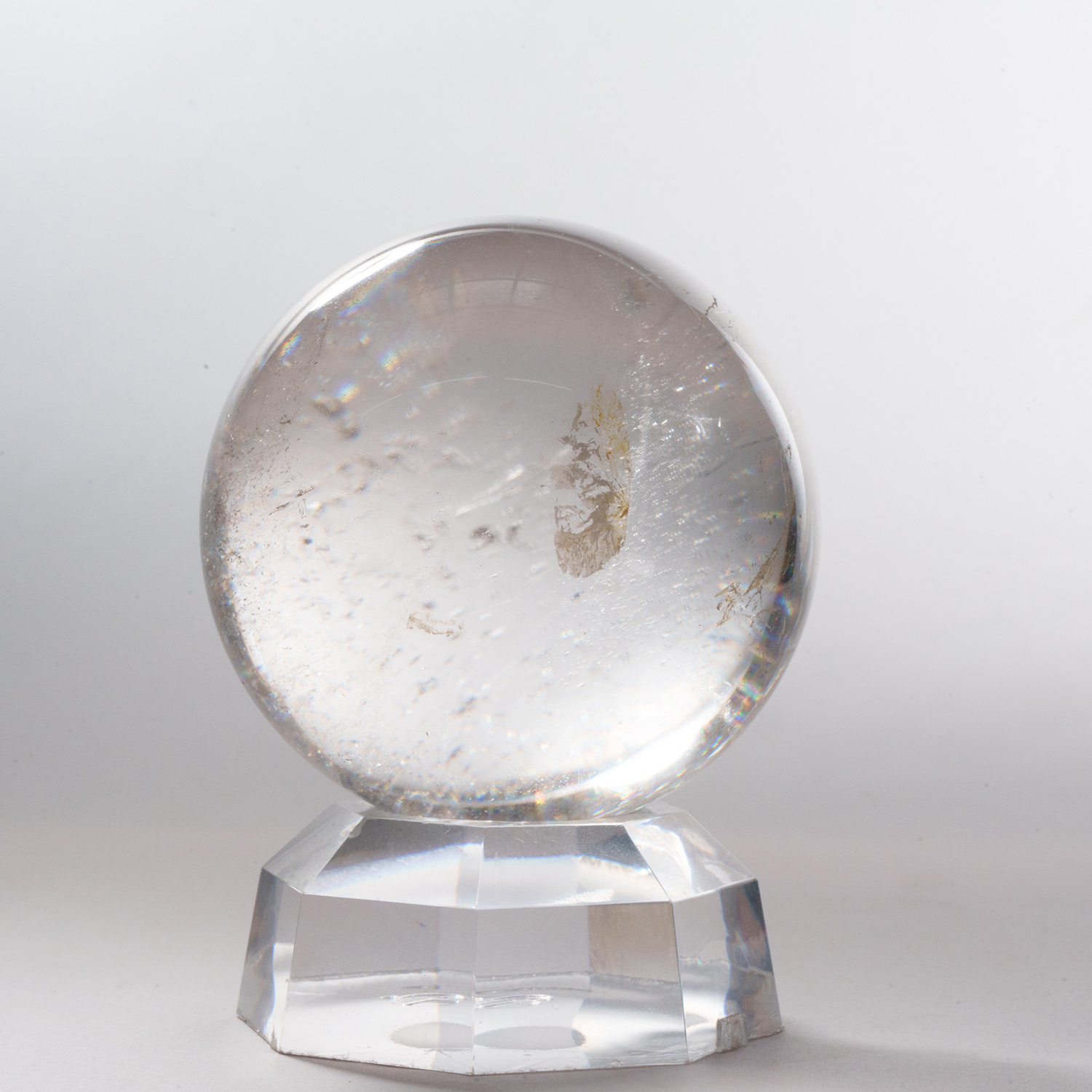 水晶球 レムリアン水晶球 直径96mm ブラジル産 金属台付き レインボー