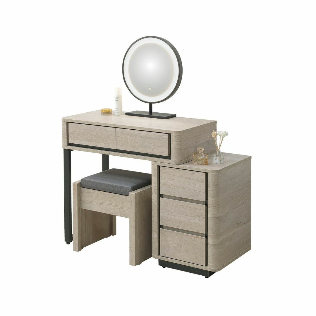 威瑟斯︱2.7尺伸縮圓鏡化妝台組︱含椅