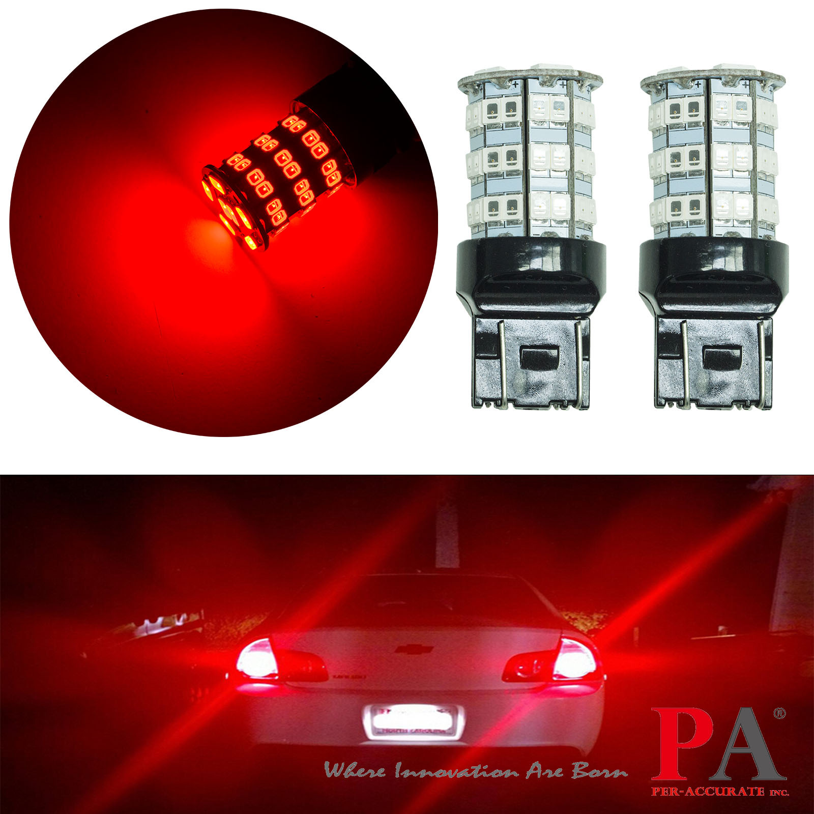 PA LED｜煞車燈 紅光 T20 7443 1157 BAY15D BAZ15D 雙芯 55晶 5630 2835 LED 紅光 尾燈