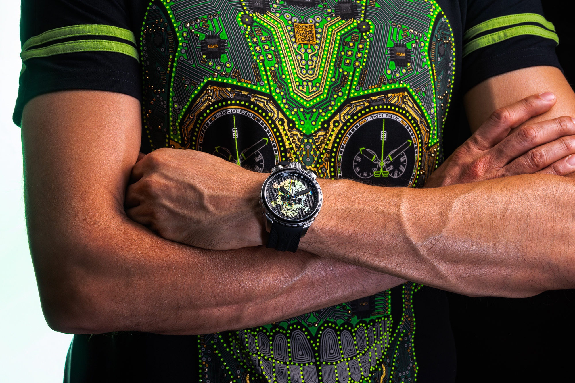BOMBERG炸彈錶宣示數位新風貌，推出Bolt-68 Heritage Cyber Skull數位骷髏腕錶