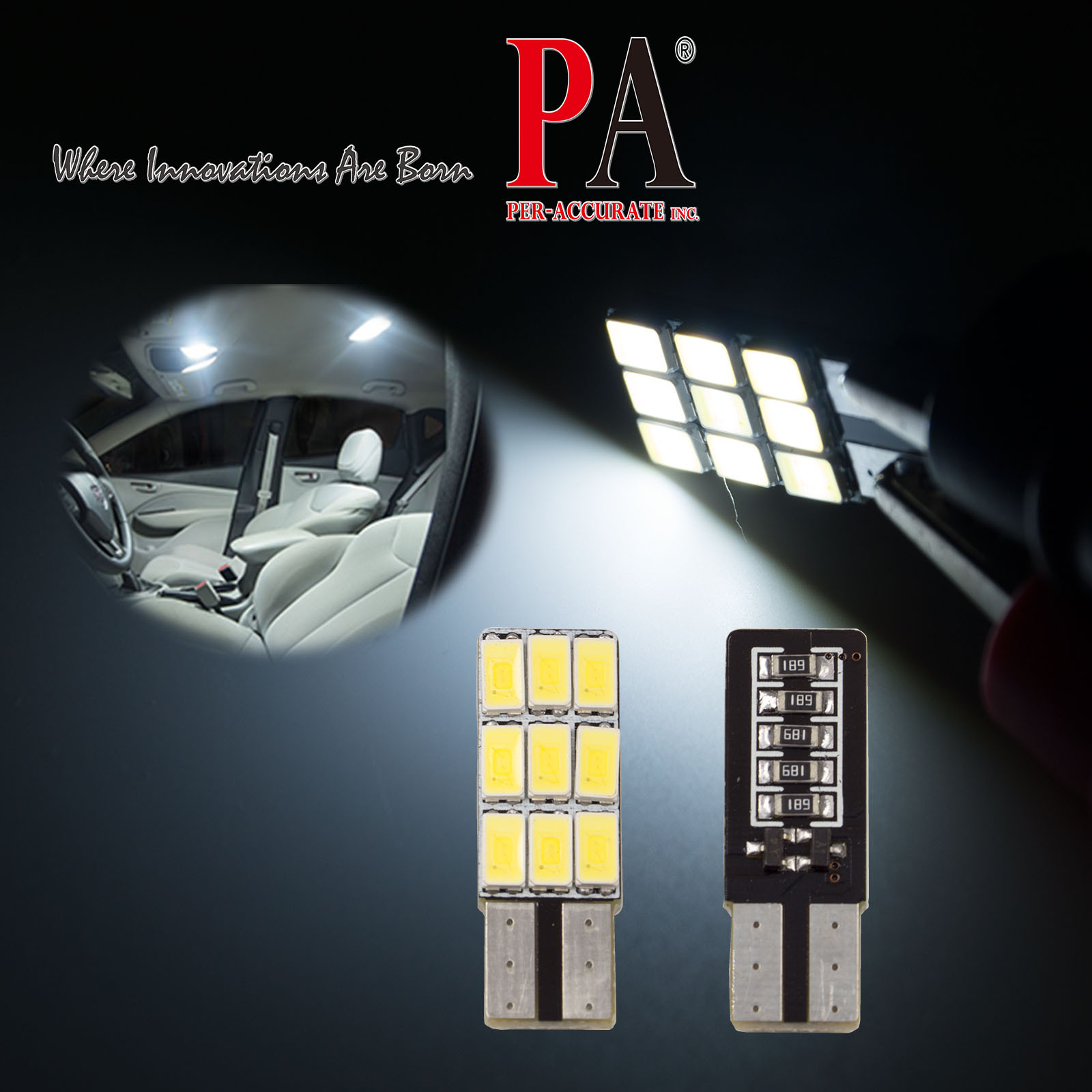 T10 側發光 9晶 5630 SMD LED 白光 室內燈 行李箱燈 閱讀燈【PA LED】